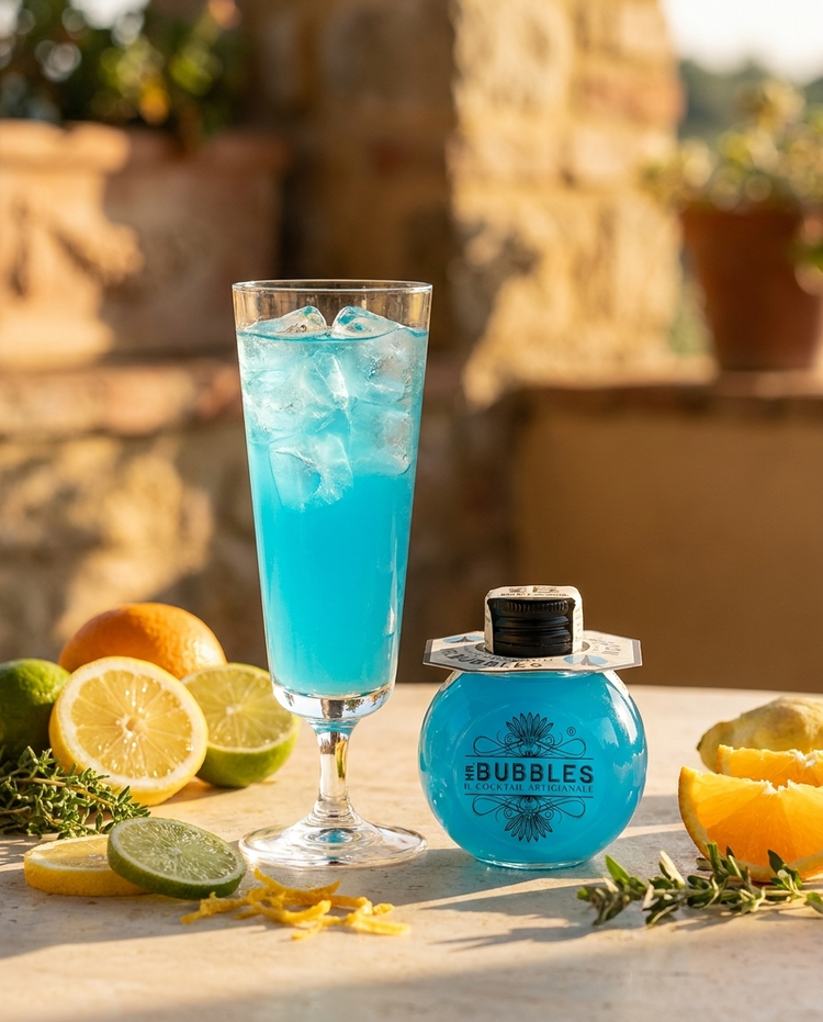 Blue Lagoon Mr. Bubbles con limone e lime, aperitivo estivo in terrazza