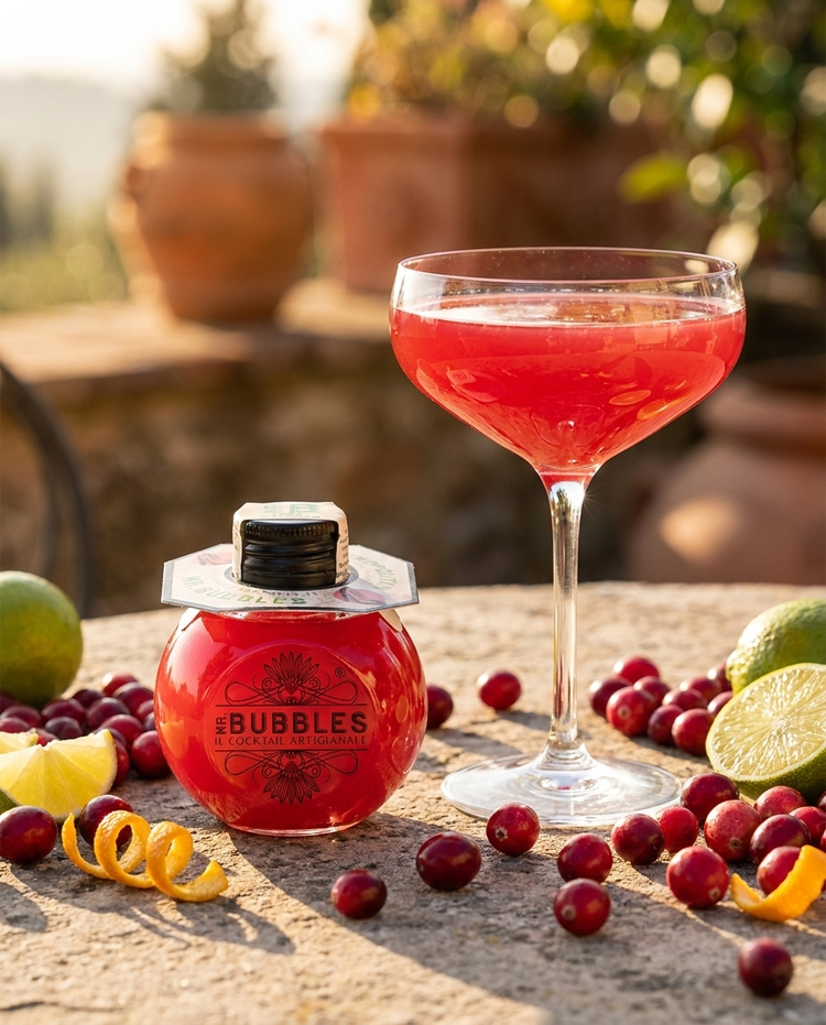 Free° Cosmopolitan Mr. Bubbles analcolico con mirtilli rossi e lime