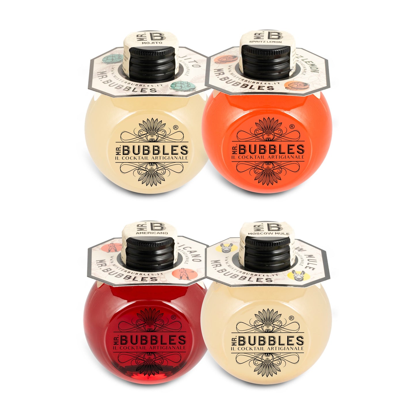 Pacchetto misto Intramontabili 12 Mr. Bubbles — Mojito, Spritz Lemon, Americano, Moscow Mule