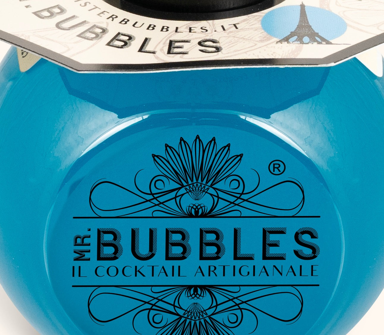 Dettaglio etichetta Blue Lagoon Mr. Bubbles, cocktail pronto da bere 160 ml