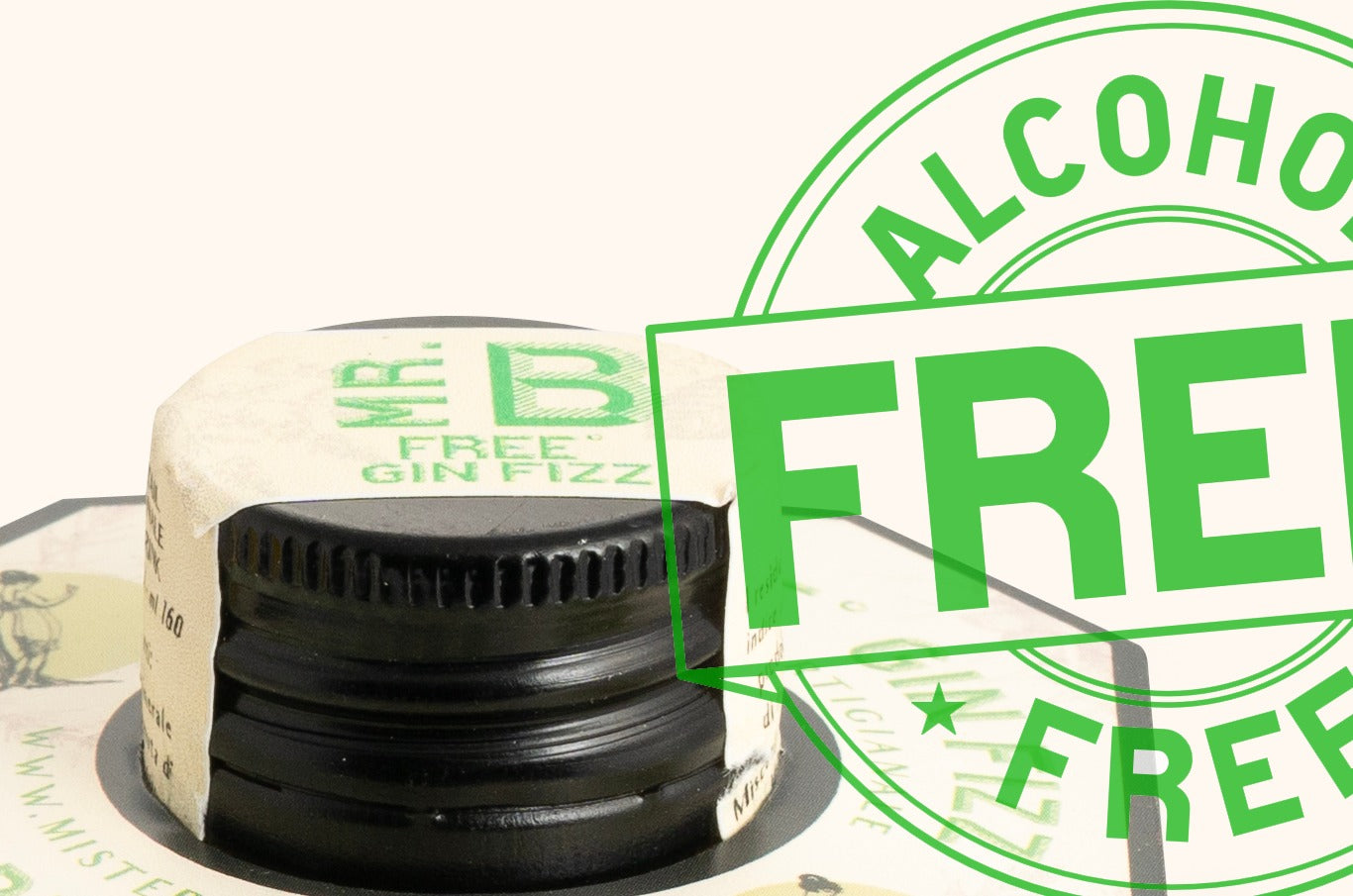 Dettaglio tappo Free° Gin Fizz Mr. Bubbles, bottiglia sferica monodose