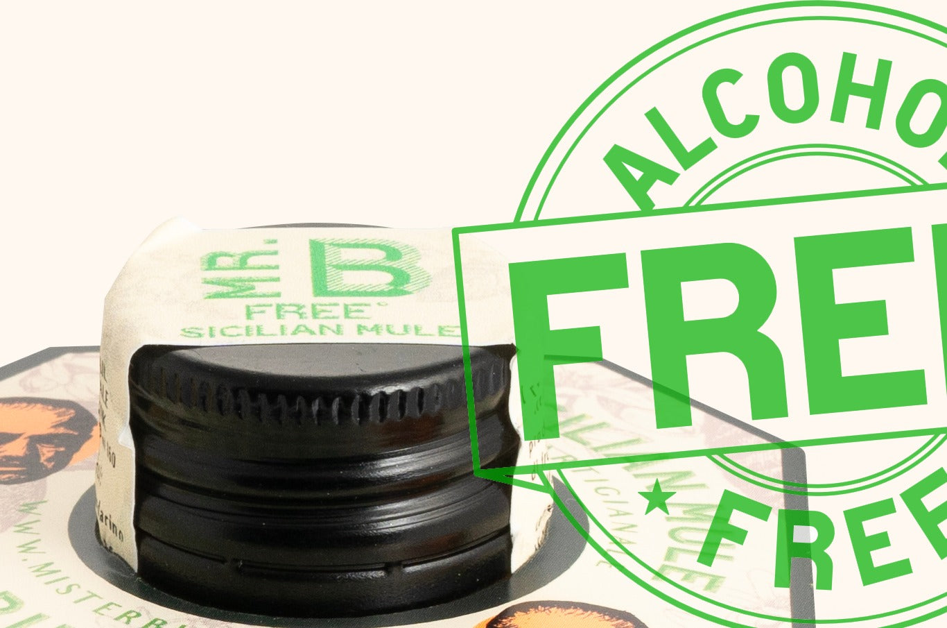 Dettaglio tappo Free° Sicilian Mule Mr. Bubbles, bottiglia sferica monodose