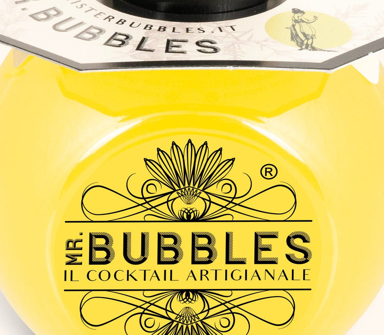 Dettaglio etichetta Gin Fizz Mr. Bubbles, cocktail pronto da bere 160 ml