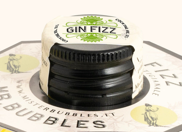 Dettaglio tappo Gin Fizz Mr. Bubbles, bottiglia sferica monodose