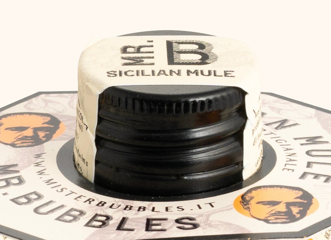 Dettaglio tappo Sicilian Mule Mr. Bubbles, bottiglia sferica monodose